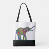 Leuke kleurrijke Paisley olifant op zwart & wit Tote Bag (Achterkant)