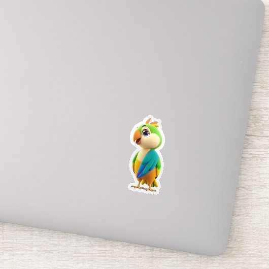 Leuke Kleurrijke Papegaai Sticker (Detail)