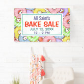 Leuke kleurrijke pastel donuts bakken verkoop spandoek (Insitu)