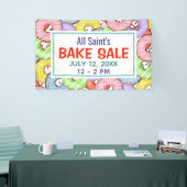 Leuke kleurrijke pastel donuts bakken verkoop spandoek (Beurs)