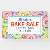 Leuke kleurrijke pastel donuts bakken verkoop spandoek (Horizontaal)
