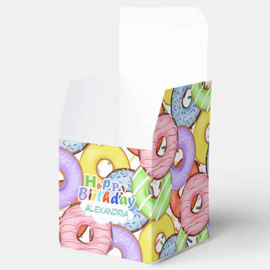 Leuke kleurrijke Pastel Donuts verjaardag Bedankdoosjes (Geopend)