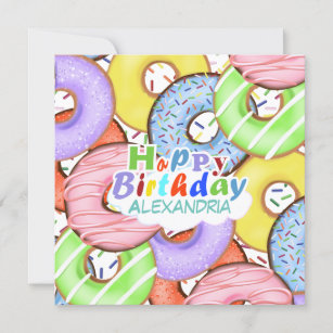 Leuke kleurrijke Pastel Donuts verjaardag Kaart