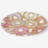 Leuke kleurrijke pastel donuts verjaardag papieren bordje (Gekanteld)