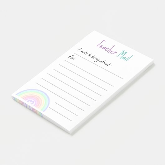 Leuke kleurrijke pastel hand getekende regenboog post-it® notes (Schuin)