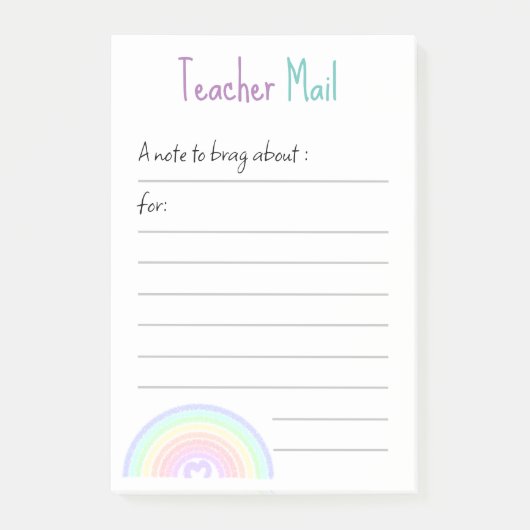 Leuke kleurrijke pastel hand getekende regenboog post-it® notes (Voorkant)