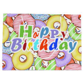 Leuke Kleurrijke Pastelkleurige Donuts Verjaardag Groot Cadeauzakje (Achterkant)