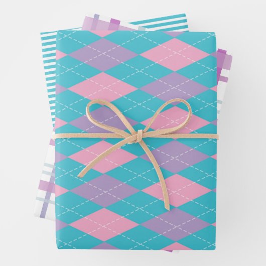 Leuke kleurrijke patronen inpakpapier set (In situ)