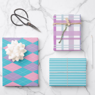 Leuke kleurrijke patronen inpakpapier set vel