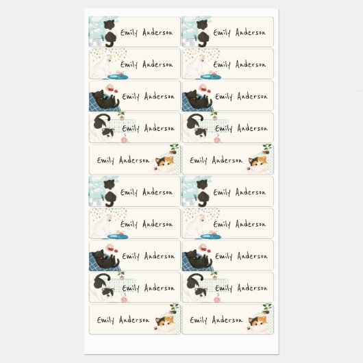 Leuke Kleurrijke Pet Cats School kinderopvang Labels (Vel)
