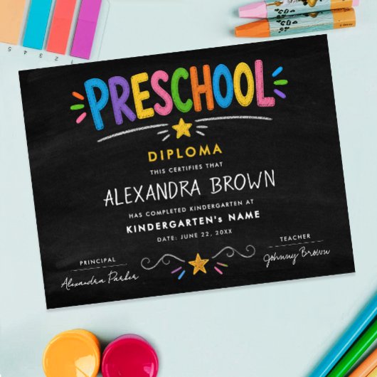 Leuke Kleurrijke Peuterschool Kinderen Afstuderen Poster