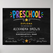 Leuke Kleurrijke Peuterschool Kinderen Afstuderen Poster (Voorkant)