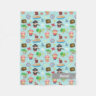 Leuke Kleurrijke Piraat Patroon Kinderkamer Decora Fleece Deken