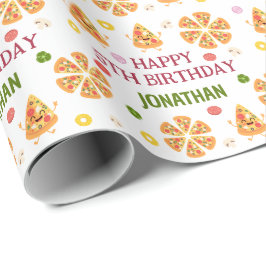 Leuke kleurrijke Pizza Party Kids Verjaardag Cadeaupapier