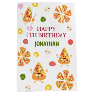 Leuke kleurrijke Pizza Party Kids Verjaardag Medium Cadeauzakje