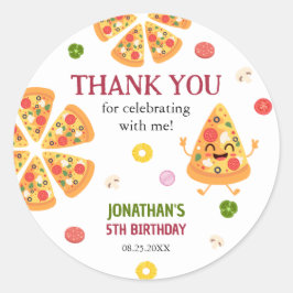 Leuke kleurrijke Pizza Party Kids Verjaardag Ronde Sticker