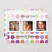 Leuke + kleurrijke polka dots, DIY foto's briefkaa Uitnodiging Briefkaart (Voorkant / Achterkant)