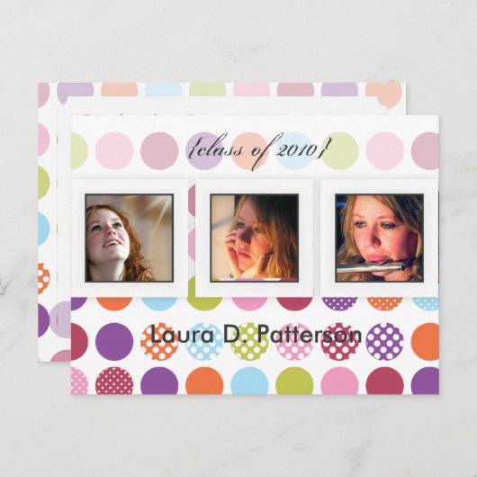 Leuke + kleurrijke polka dots, DIY foto's briefkaa Uitnodiging Briefkaart (Voorkant / Achterkant)