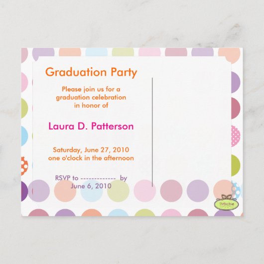 Leuke + kleurrijke polka dots, DIY foto's briefkaa Uitnodiging Briefkaart (Achterkant)