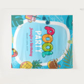 Leuke & Kleurrijke Pool Feest | Verjaardagsachterg Wandkleed (Voorkant (horizontaal))