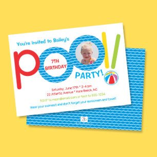 Leuke kleurrijke poolparty Kinder foto verjaardags Kaart