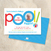 Leuke kleurrijke poolparty Kinder foto verjaardags Kaart