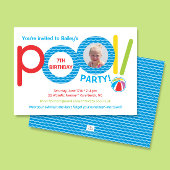 Leuke kleurrijke poolparty Kinder foto verjaardags Kaart