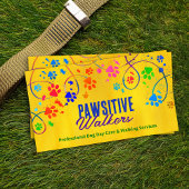 Leuke kleurrijke poot prints trail - Dog Walker Visitekaartje