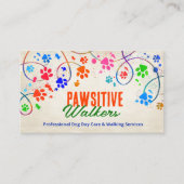 Leuke kleurrijke poot prints trail - Dog Walker Visitekaartje (Voorkant)
