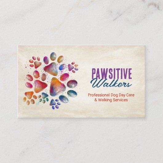 Leuke kleurrijke pootafdrukken visitekaartje (Voorkant)
