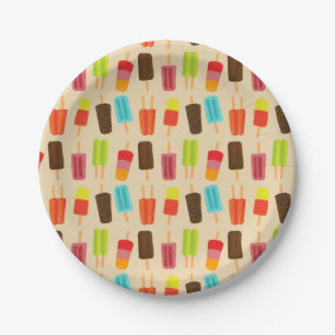 Leuke kleurrijke Popsicles Retro Party Patroon Papieren Bordje