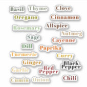 Leuke kleurrijke populaire keuken kruiden sticker (Voorkant)