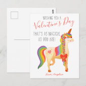 Leuke Kleurrijke Regenboog Eenhoorn Valentijnsdag  Briefkaart (Voorkant / Achterkant)