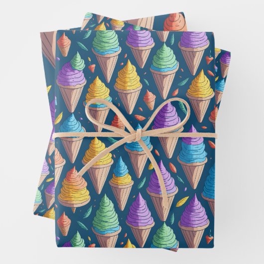Leuke kleurrijke regenboog ijs kegels zomer Bday Inpakpapier Vel (In situ)