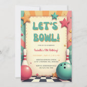 Leuke kleurrijke Retro 50s Bowling verjaardagsfees Kaart (Voorkant)