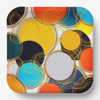 Leuke kleurrijke retro Abstracte freeform partij 9 Papieren Bordje
