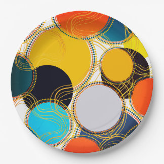 Leuke kleurrijke retro Abstracte gouden freeform p Papieren Bordje