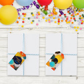 Leuke kleurrijke retro Abstracte Happy Birthday Cadeaulabel