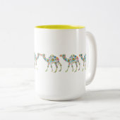 Leuke kleurrijke retro bloem kamelen tweekleurige koffiemok (Voorkant rechts)