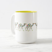 Leuke kleurrijke retro bloem kamelen tweekleurige koffiemok (Voorkant links)