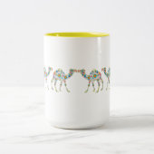 Leuke kleurrijke retro bloem kamelen tweekleurige koffiemok (Center)
