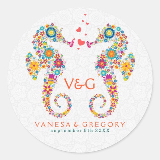 Leuke kleurrijke retro bloemen houden van Zeeen Ronde Sticker (Voorkant)