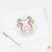 Leuke kleurrijke retro bloemen houden van Zeeen Ronde Sticker (Envelop)