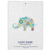 Leuke kleurrijke retro bloemen olifant illustratie klembord (Achterkant)