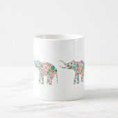 Leuke kleurrijke retro bloemenolifant 5 koffiemok (Center)