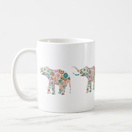 Leuke kleurrijke retro bloemenolifant 5 koffiemok (Links)