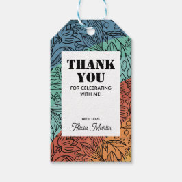 Leuke kleurrijke Retro Groovy Regenboog Bloemen Da Cadeaulabel