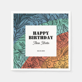 Leuke kleurrijke Retro Groovy Regenboog Bloemen Ve Servet