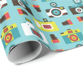 Leuke kleurrijke Retro Lomo camera's patroon (blau Cadeaupapier (Rol Hoek)