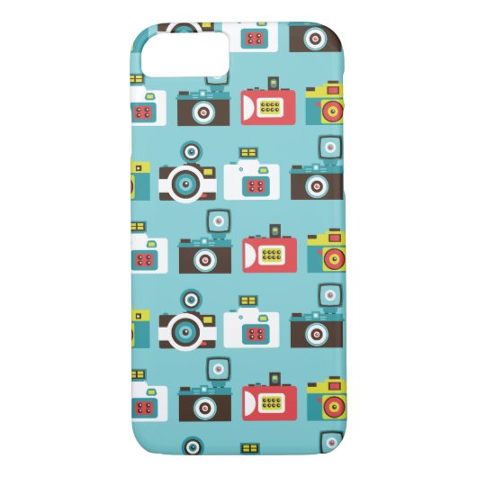 Leuke kleurrijke Retro Lomo camera's patroon (blau Case-Mate iPhone Case (Achterkant)